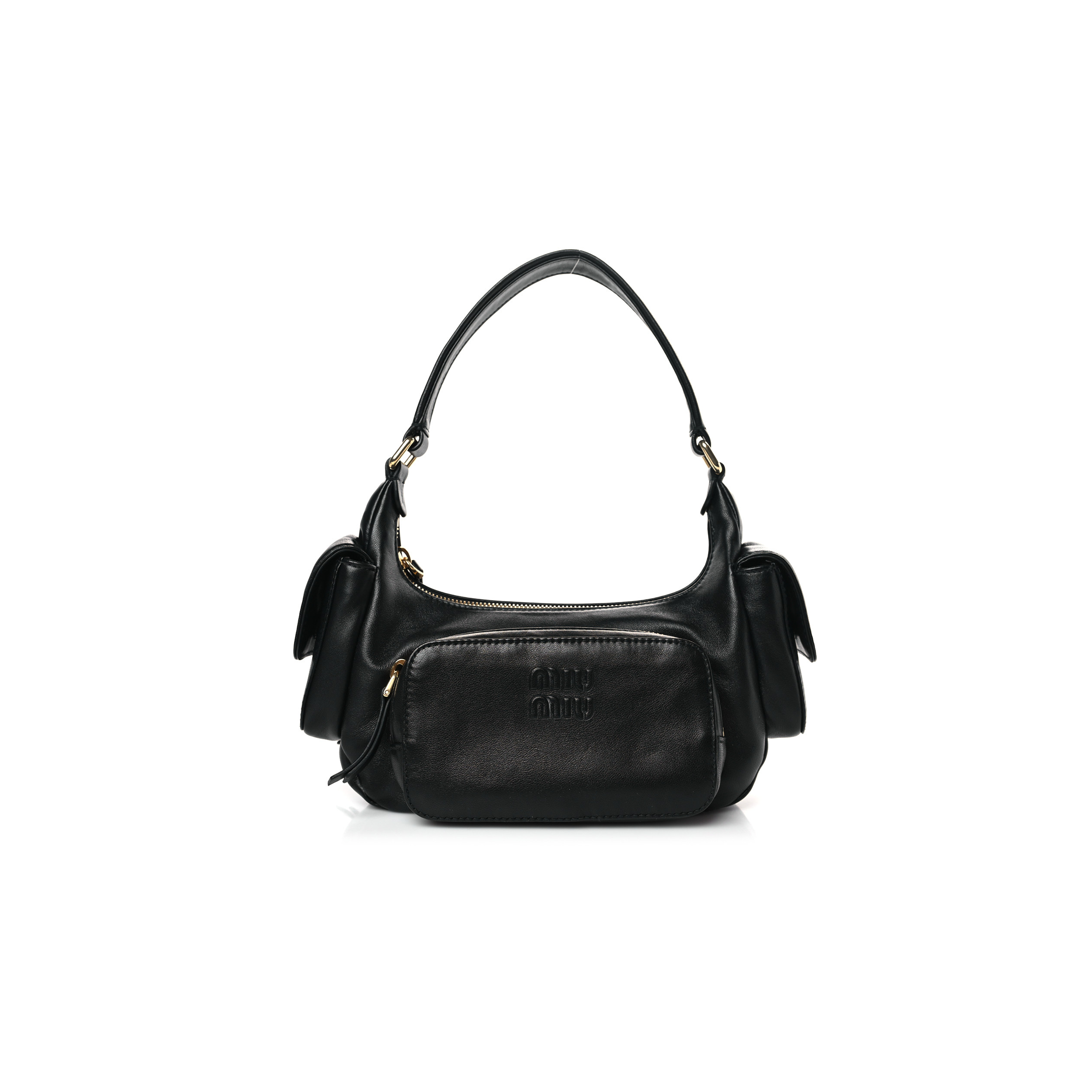 MIU MIU NAPPA MULTI POCKET HOBO BLACK 5BC145 (22*13*6cm)